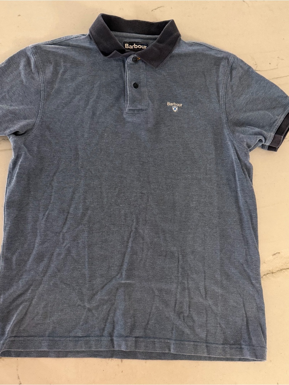Barbour Polo Short Sleeve Shirt Blue Large (Fits M)